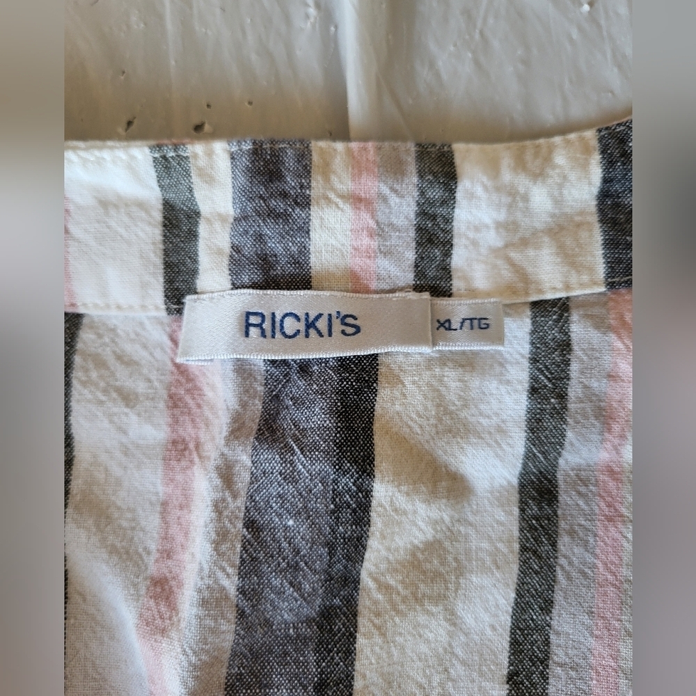 Ricki's Pink and Gray Striped Wrap Blouse, Size XL - Picture 4 of 5